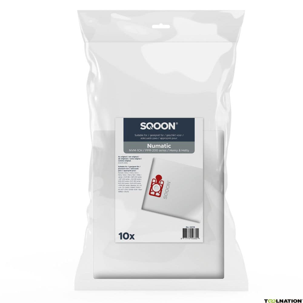 Sqoon stofzak synthetisch t.b.v Numatic verpakking 10 stuks