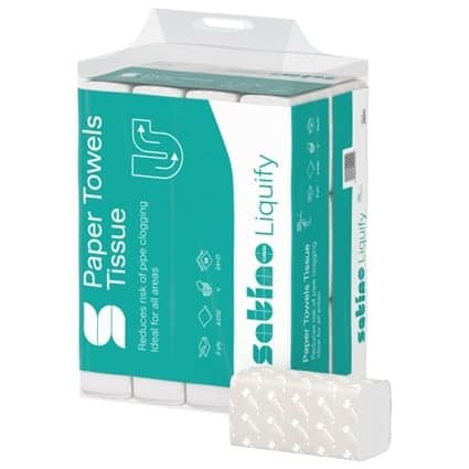 Satino Liquify PT3 vouwhanddoek z-vouw flushable 24x21cm 2-lgs cellulose fsc (12x336) 4032 stuks (Per Baal)