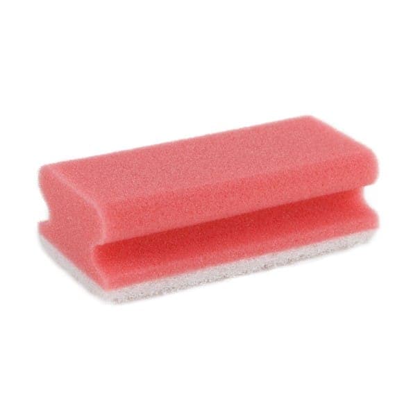 Betra schuurspons met handgrip en vlies 15cm rood/wit