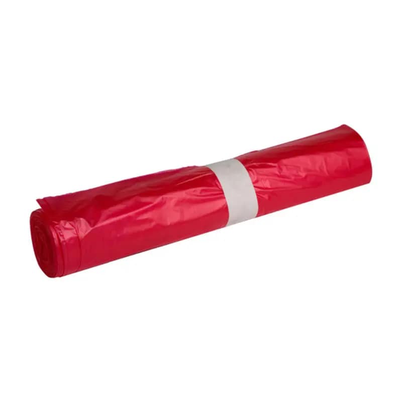 HDPE afvalzak 58x100cm T23 rood per rol 25 stuks
